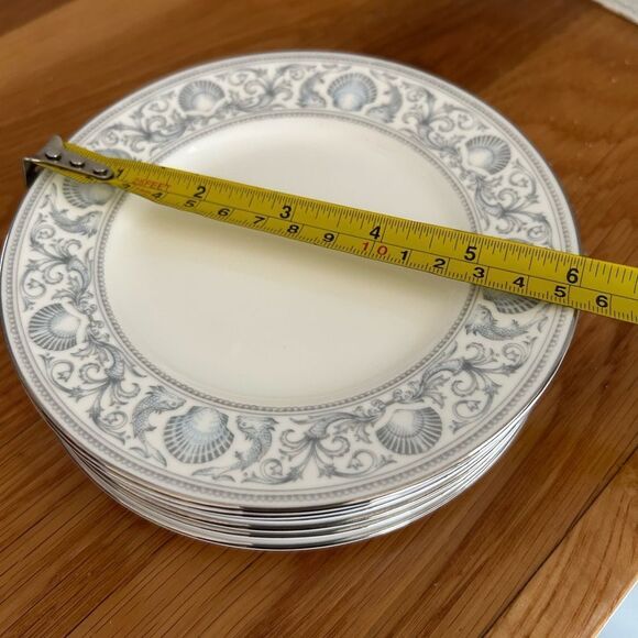 NEW Wedgwood Bone China Silver Dolphins 6” Plates side salad bread Set of 6 - Picture 5 of 5